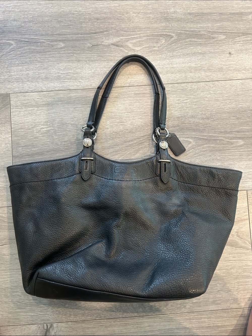 Coach Black Pebbled Leather Tote - Picture 13 of 16